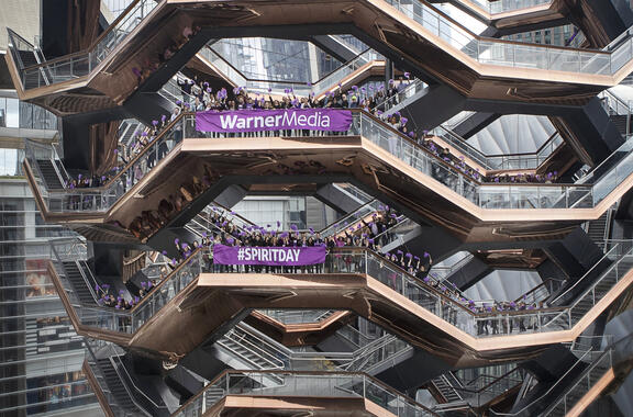 employees of HBO and Warner Media wearing purple on the vessel in support of Spirit Day 