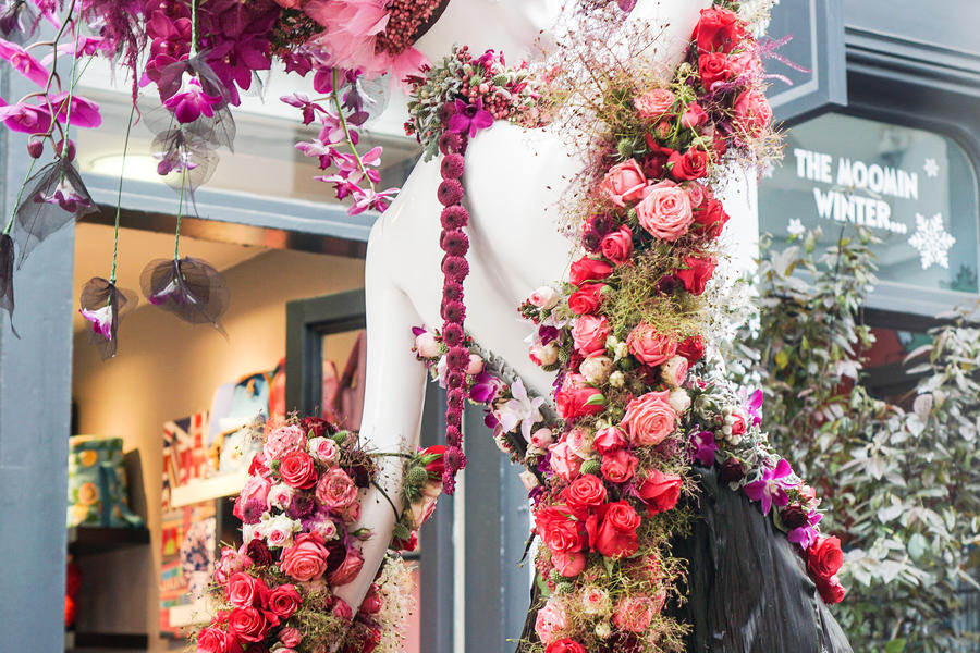 pink and red floral mannequin