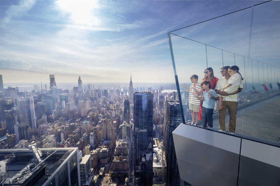 Family up on the observation deck at Edge