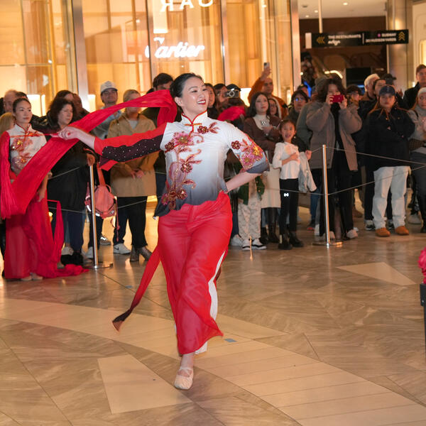 ribbon dancing at hudson yards