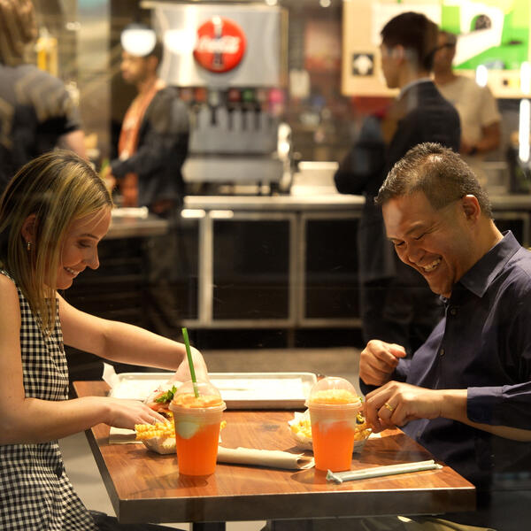 People eating at Shake Shack
