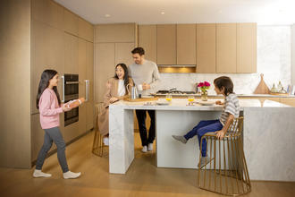 new kitchen lifestyle image with the family