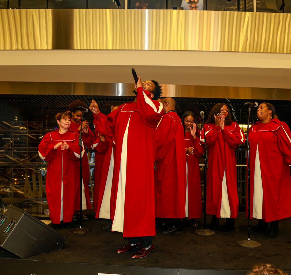 the new york city gospel choir singing on level 5