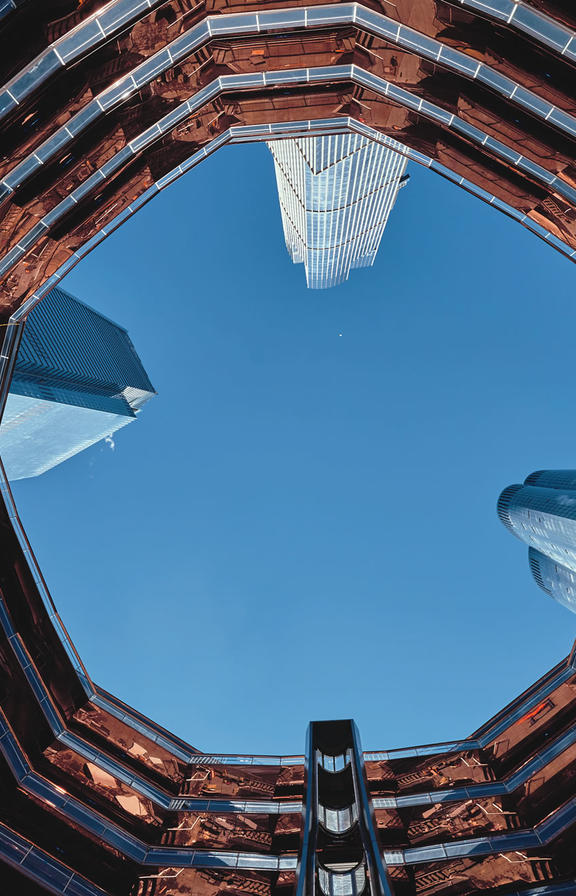 Looking up in from the centre of the Vessel