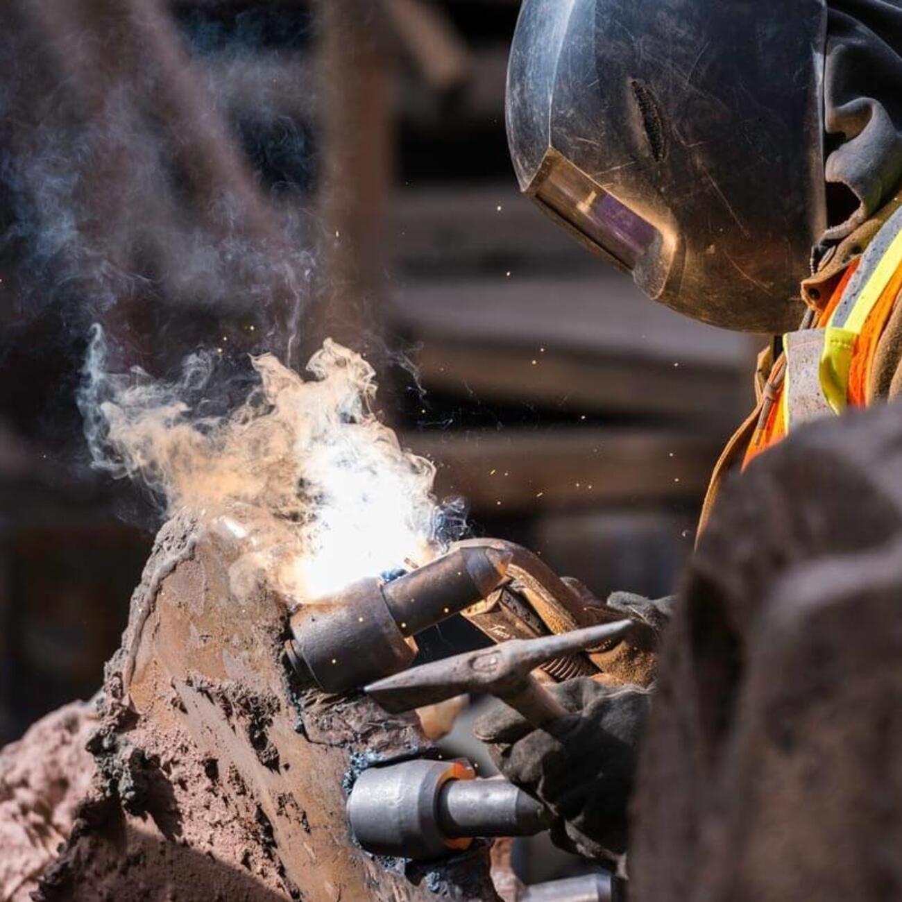 Dock Builder Repairs the Teeth of a Caisson Drill Bit - courtesy of Tyson Reist