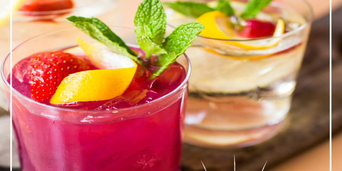 sangria in a glass garnished with fruit