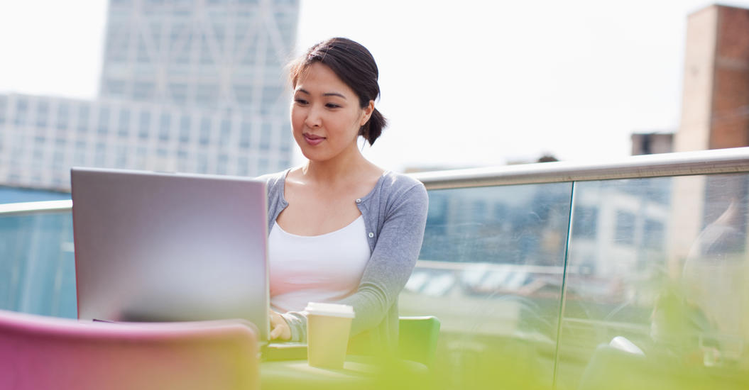 Image of Woman Working on Terrace