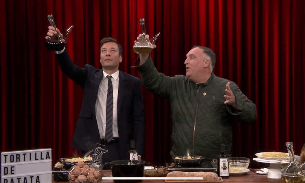 Chef Jose Andres teaches Jimmy to make tortilla espanola